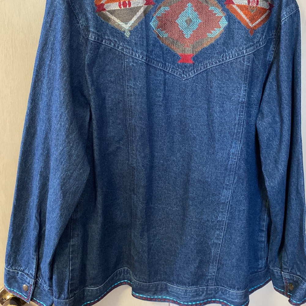 Denim Jacket with Southwestern Embroidery